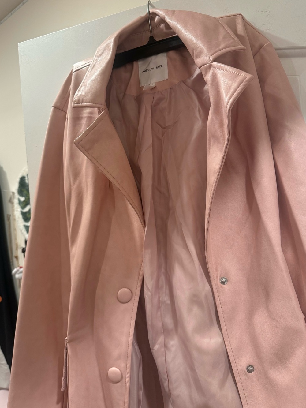 Pink Leather Trench Coat